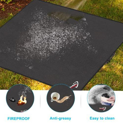 DocSafe Large Under Grill Mat 48" Square Fire Pit Mat,4 Layers Fireproof Mat Grill Pads Protect for Deck,Patio,Outdoor Charcoal,Smokers,Wood Floor,Indoor Fireplace Mat,Reusable Oil-Proof＆Waterproof - CookCave