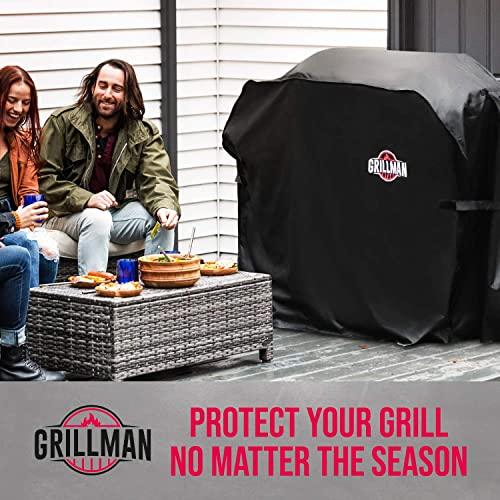 Grillman Premium BBQ Grill Cover, Heavy-Duty Gas Grill Cover for Weber Spirit, Weber Genesis, Char Broil, Nexgrill. Rip-Proof, Waterproof (58" L x 24" W x 48" H, Black) - CookCave
