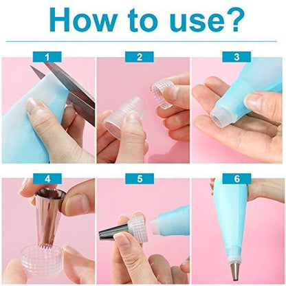 Silicone Icing Piping Bag,Reusable Cream Pastry Bag and 20× Stainless Steel Nozzle Set DIY Cake Decorating Tool(20×Nozzle, 2×Icing Cream Pastry Bag and 2 X Converter and 3×Scraper) [Energy Class A+] - CookCave