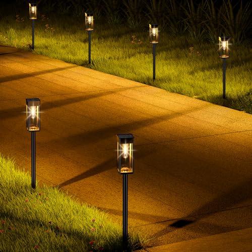 BITPOTT Solar Pathway Lights for Outside Garden, 8 Pack Bright Garden Lights Solar Outdoor, Waterproof Solar Lights for Yard Patio Lawn Walkway Landscape Decor - CookCave