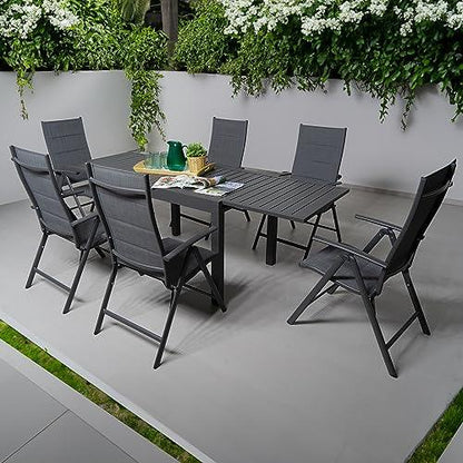 Kozyard Villa Expandable Patio Dining Table - Adjustable, Aluminum Outdoor Furniture for 4-6 Person, Perfect for Backyard, Porch, Deck, Garden - Dark Grey, 43"- 86" - CookCave