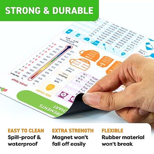 Kitchen Conversion Chart Magnet - Imperial & Metric to Standard Conversion Chart Decor Cooking Measurements for Food - Measuring Weight, Liquid, Temperature - Recipe Baking Tools Cookbook Accessories - CookCave