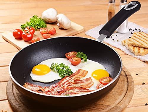 Utopia Kitchen Saute Fry Pan - Nonstick Frying Pan - 11 Inch Induction Bottom - Aluminum Alloy and Scratch Resistant Body - Riveted Handle (Grey-Black) - CookCave