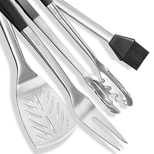 Pure Grill 4-Piece Stainless Steel BBQ Tool Utensil Set - Professional Grade Barbecue Accessories - CookCave