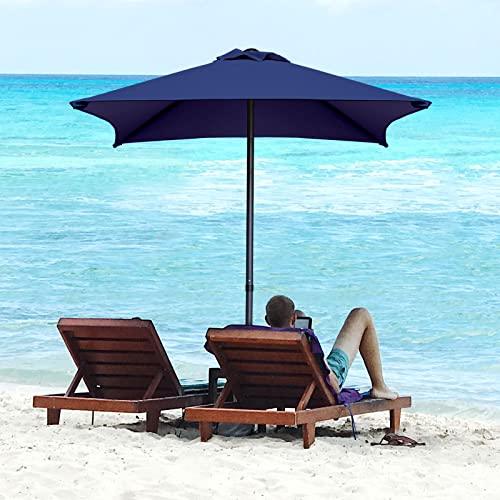 Trenovo 4.9 ft Patio Umbrella - Outdoor Table Umbrella with 4 Reinforced Ribs, UV Protection & Waterproof Market Umbrella for Garden, Lawn, Deck, Backyard, Pool (Navy Blue) - CookCave