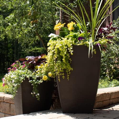 Tusco Products MSQT19BK Modern Square Garden Planter, 19-Inches Tall, Black - CookCave