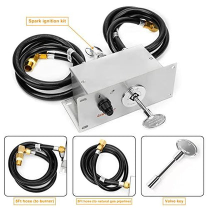 Onlyfire All-in-One Natural Gas Fire Pit Ignition System Kit (Includes Electronic Igniter, Key Valve, PVC Hose, Fittings) - CookCave