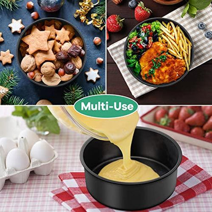 TeamFar 4 Inch Cake Pan, Mini Round Baking Layer Cake Pan Set of 4, with Non-Stick Coating Stainless Steel Core for Birthday, Party, Wedding, Healthy & Heatproof, Release Easily & Easy Clean - CookCave