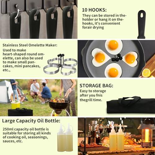 Blackstone Griddle Accessories, 15PCS Grill Accessories Kit for Blackstone and Camp Chef, Grill Kit with Brush, Spatula, Tongs, Flat Top Grill Accessories for Outdoor Camping BBQ - CookCave