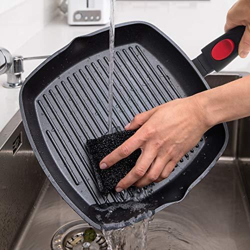 Moss & Stone Square Die Casting Aluminum Grill Pan, Removable Handle Griddle Nonstick Stove Top Grill Pan, for Meats & Vegetables, Dishwasher Safe 11In Square Pan with Detachable Handle - CookCave