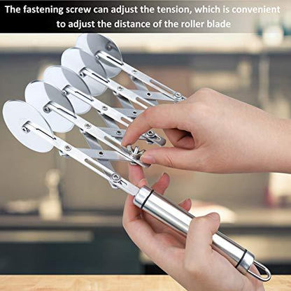5 Wheel Pastry Cutter Stainless Pizza Slicer Multi-Round Dough Cutter Roller Cookie Pastry Knife Divider with Handle - CookCave
