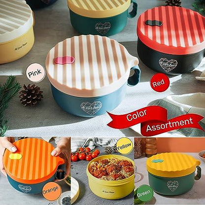 AI LOVE PEACE Microwave Ramen Bowl, Noodle Bowl, Portable Ramen Cooker, Instant Ramen Noodle Bowls, Microwave Pasta Cooker,Microwave Safe Soup Bowl With Lid, Dorm Microwave Ramen Pot, BPA Free(Pink) - CookCave