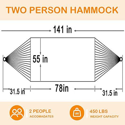 Lazy Daze Hammocks Quick Dry Hammock with Spreader Bar 2 Person Double Hammock with Chains Outdoor Outside Patio Poolside Backyard Beach 450 lbs Capacity Coffee - CookCave
