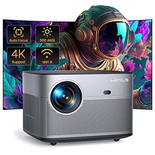 [Auto Focus/Keystone] 4K Projector with WiFi 6 and Bluetooth 5.2, FHD Native 1080P WiMiUS P64 Outdoor Movie Proyector, 50% Zoom, Home Projector Compatible with iOS/Android/HDMI/TV Stick - CookCave