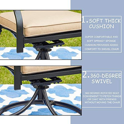 LOKATSE HOME Patio Swivel Rocker Furniture Metal Outdoor Dining Chairs with Cushion Set of 2 - CookCave