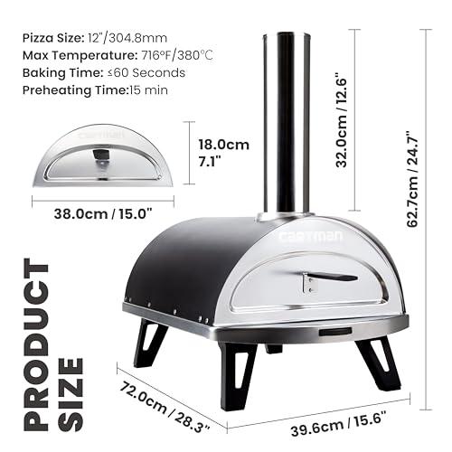 Cartman Outdoor 12" Wood Fired Portable Pizza Ovens & Pizza Cutter & Pizza Peel & Pellet Shovel - CookCave