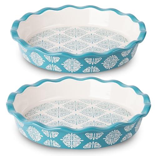 Wisenvoy Pie Pan Ceramic Pie Dish Blue Pie Plate Porcelain Deep Dish Pie Pan Non-Stick Pie Pans - CookCave