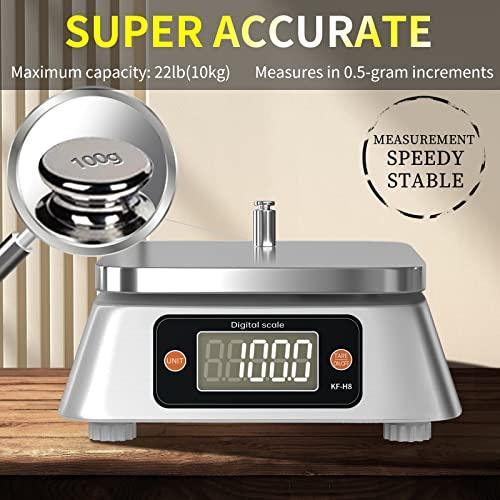 Kitchen Scales Digital Weight Grams and Ounces, MEIYA KF-H8 Food Scale for Bakers, Candle and Soap Making, Baking Scale with Stainless Steel Large Platform, 22lb, 3*AA Batteries and AC Power Adapter - CookCave