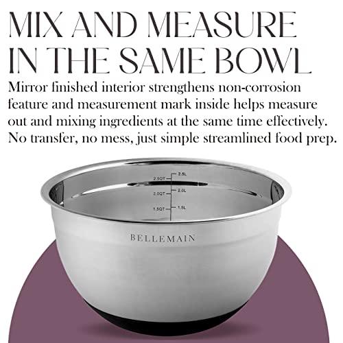 Bellemain Stainless Steel Non-Slip Mixing Bowls with Lids (4-Piece Set) - CookCave