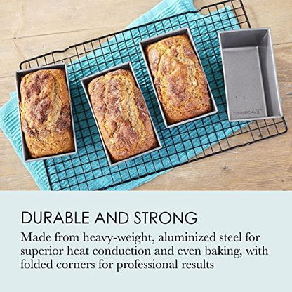 Chicago Metallic Commercial II Non-Stick Mini Loaf Pans, 5-3/4 by 3-1/4 by 2-1/4-Inch, Gray , 4 Count (Pack of 1) - CookCave