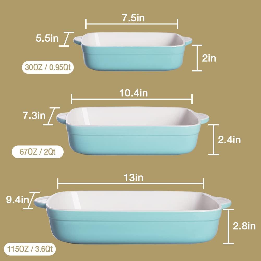 Sweejar Casserole Dish for Oven, Ceramic Non-Stick Roasting Baking Dish Sets of 3, Rectangular Lasagna Pan Deep for Cooking, Cake Dinner, Banquet, 13 x 9.4 Inch Bakeware with Handles (Navy) - CookCave