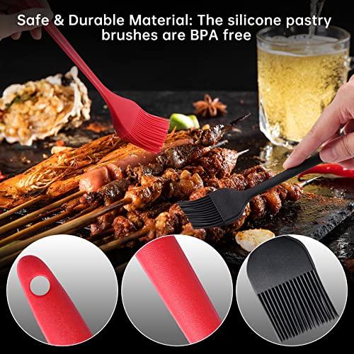 4 Pack Silicone Basting Pastry Brushes with 2 Wood Handle Culinary Oil Brushes, Heat Resistant Brush Set, Perfect for BBQ Sauce Barbecue Butter Grill Baking Kitchen Cooking, BPA Free & Dishwasher Safe - CookCave