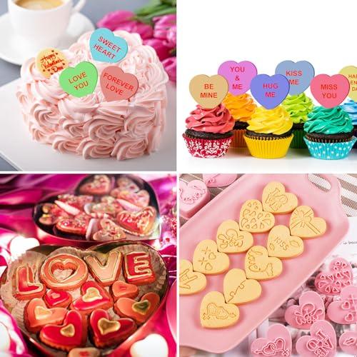 Jspupifip 20 Pcs Valentine's Day 3D Cookie Cutters Bulk, Heart Shaped Cookie Stamps DIY Press Molds for Love You Kiss Hug Me Happy Valentine's Day Cookie Cutters Kids Party Baking Supplies - CookCave