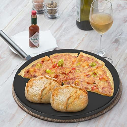 Onlyfire Round Pizza Grilling Stone for Oven, BBQ and Grill - 15” Non-Stick Black Ceramic Baking Stone for Pies, Pastry Bread, Calzone - Home Kitchen Accessories - CookCave