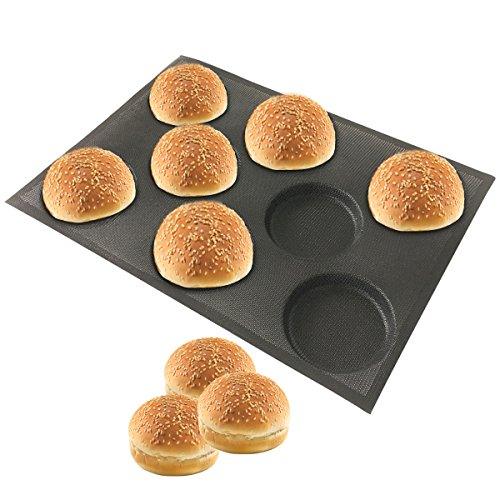 Bluedrop Silicone Hamburger Bread Forms Perforated Bakery Molds Non Stick Baking Sheets Fit Half Pan Size - CookCave