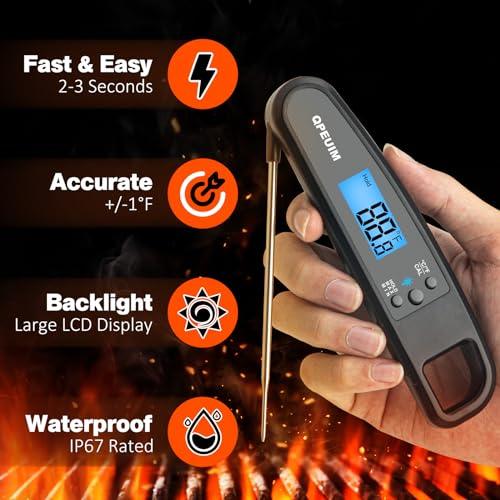 Digital Meat Thermometer Instant Read Meat Thermometer for Cooking Kitchen Food Candy with Backlight and Magnet for Oil Deep Fry BBQ Grill Smoker Thermometer by QPEUIM - CookCave