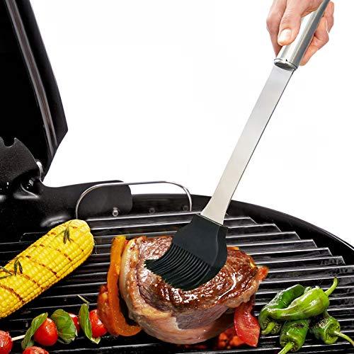 NewlineNY Stainless Steel BBQ Grill Tool Kit 5 PCS Set : Tong, Meat Fork, Basting Brush, Spatula, Knife + Carrying Bag for Picnic Camping Barbeque Cooking Grilling - CookCave