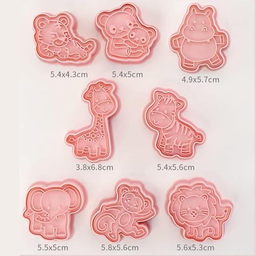 8Pcs Animal Cookie Cutters With Plunger Stamps Set, 3D Animal Shape Cookie Cutters Embossing Cutter for Biscuit Fondant Cheese Baking Molds - CookCave