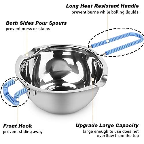 680M Double Boiler Pot Set,0.7QT Chocolate Melting Pot and 1600ML/1.7QT Stainless Steel Pot,Insert Melting Pot with Heat Resistant Handle for Chocolate,Butter,Candle,Candy and Soap - CookCave