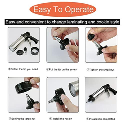 Suuker Cookie Press Gun Set,Stainless Steel Icing Decoration Press Gun Kit with 13 Discs and 8 Icing Tips for Home DIY,Biscuit Maker and Decoration,Black - CookCave