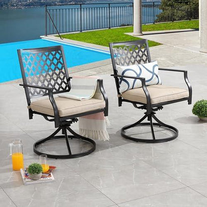 LOKATSE HOME Patio Swivel Rocker Furniture Metal Outdoor Dining Chairs with Cushion Set of 2 - CookCave