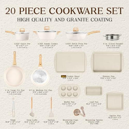 Bakken-Swiss 20-Piece Kitchen Cookware Set – Granite Non-Stick – Eco-Friendly – for All Stoves & Oven-Safe - CookCave