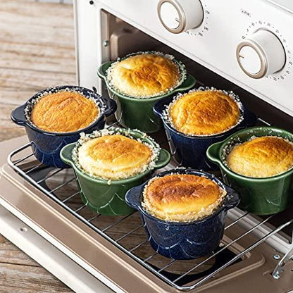 Creme Brulee Ramekins Ceramic Bowls - VICRAYS Mini Custard Cups 8 oz oven Safe Bowls Souffle Dishes for Baking Individual Casserole Dipping Sauce Pioneer Woman Bakeware Set of 6, Green - CookCave