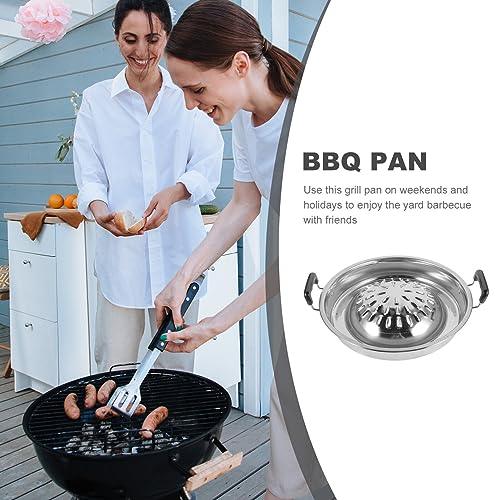 ABOOFAN Thai Korean BBQ Grill Pan Stainless Steel Barbecue Grill Topper Camping BBQ Pan for Shabu Vegetable Egg Pork Beef Meat Garlic Korean Cookware Silver - CookCave