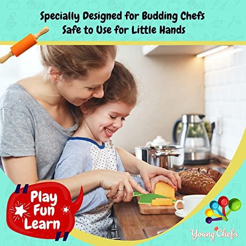 Young Chefs Cooking and Baking Set for Kids – 19 Pieces Real Kids Baking Set – Giftable Kids Baking Sets for Girls and Boys – Kids Cooking Set Real Tools - CookCave