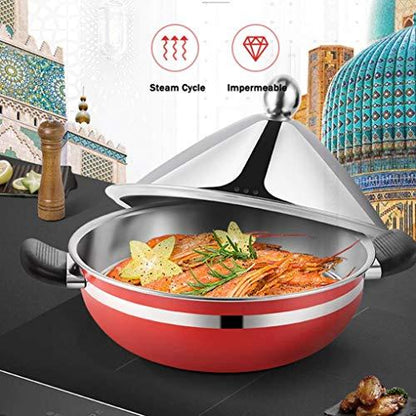 MYYINGBIN Moroccan Tagine Pot Stainless Steel Lid Anti-Scalding Handle High Temperature Resistance Applicable to Gas Induction Cooker - CookCave