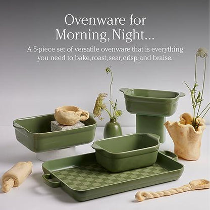 Our Place Ovenware Set | 5-Piece Nonstick, Toxin-Free, Ceramic, Stoneware Set with Oven Pan, Bakers, & Oven Mat | Space-Saving Nesting Design | Oven-Safe | Bake, Roast, Griddle and more | Steam - CookCave