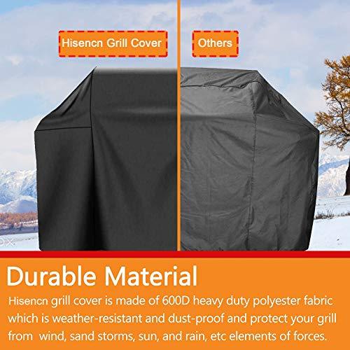 Hisencn 57 inch Grill Cover for Dyna Glo 5 Burner dgf510sbp, dgf510pbp-d, dge530bsp-d, Heavy Duty Waterproof Outdoor BBQ Cover for Dyna Glo Premium Grill, All Weather Protection, Fade and UV Resistant - CookCave