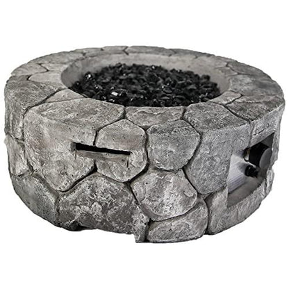 Bluegrass Living HF09501AA Edinburgh 40,000 BTU Propane FirePit Table for Patio and Deck Use, MGO Construction, Includes Crystal Glass Beads Protective Fabric Cover, 28 Inch x 9 Inch, Stonework Finish - CookCave