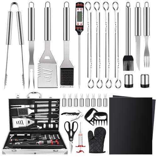 36Pcs Heavy Duty Grilling Accessories Kit, Grilling Gifts for Men Dad Birthday Gift, Stainless Steel Grill Tools Accessories with Aluminum Case for Backyard BBQ, Outdoor Camping Grill Set - CookCave