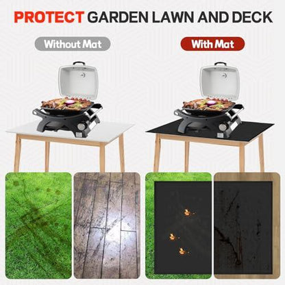 Fondpen 24 x 31in Fireproof-Grill Mats for Outdoor Tabletop Grill to Protect Your Grill Table-Fireproof-BBQ Barbecue Mat Heat Resistant Grill Table Mat-Waterproof & Oilproof BBQ Mat-Black (0.6mm) - CookCave