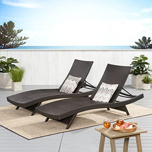 Christopher Knight Home Salem Outdoor Wicker Chaise Lounge Chairs, Brown - 2-Pcs Set - CookCave