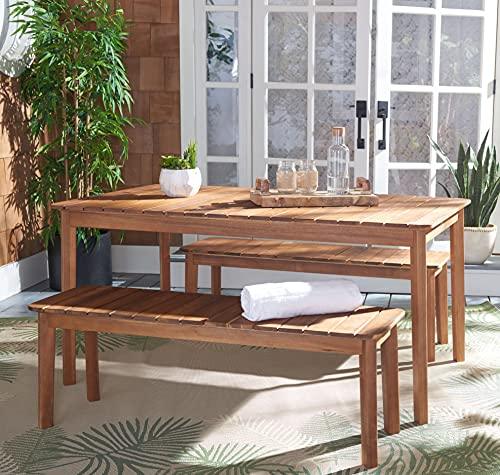 SAFAVIEH Outdoor Collection Europa Natural Acacia Wood 3-Piece Patio Dining Set PAT7082A - CookCave