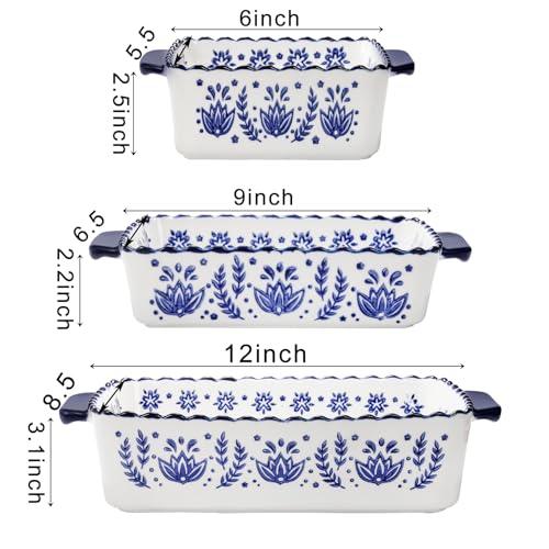 SOUJOY 3 Pack Porcelain Bakeware Set, Rectangular Baking Dishes, Lasagna Pan for Cooking, Kitchen, Casserole Dishes, Cake Dinner, Banquet and Daily Use - CookCave