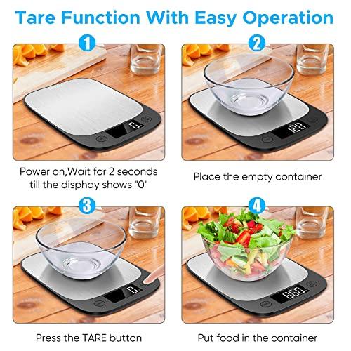 MPBEKING Digital Food Scale, Kitchen Scale Weight Grams and Oz for Weight Loss, Cooking, Baking 3g/0.1oz High Precise Multifunction Scales 304 Stainless Steel with Backlit LCD Display - CookCave