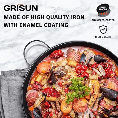 GRISUN Paella Pan | Enameled Paella Pan | Nonstick Pan for Authentic Spanish Dishes | Enameled Skillet Ideal for Restaurants and Home Cooking | Paellera for 8 Servings | 16 inches - CookCave